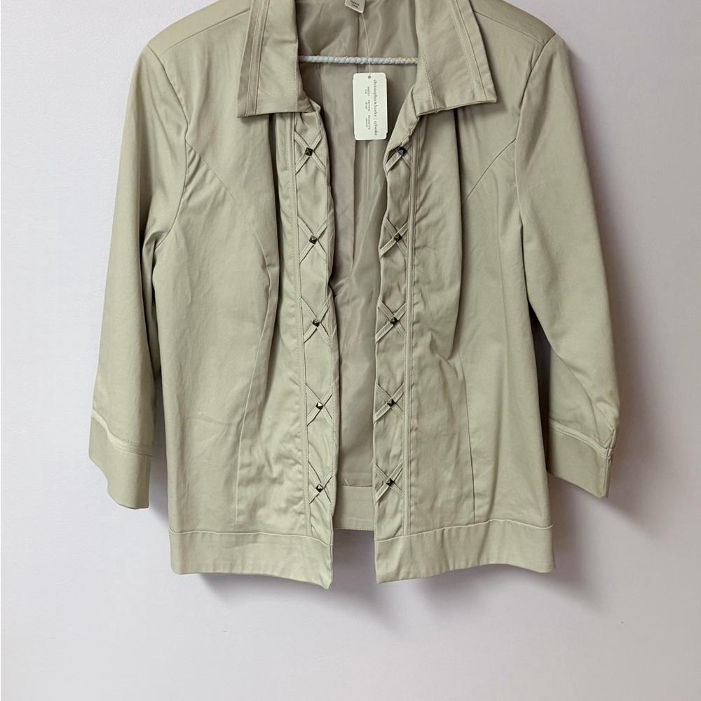Christopher & Banks Beige Blazer with Stitch and Metal hardware Detailing